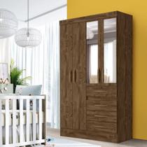 Guarda-Roupa de Bebê com Espelho e Gavetas - Castanho Wood