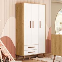 Guarda-Roupa de Bebê Encanto 3 Portas 2 Gavetas Freijó/Branco Acetinado - Qmovi