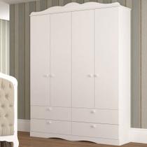 Guarda-Roupa de Bebê Encanto 4 Portas 4 Gavetas 100% Mdf Branco - Permóbili Guarda-Roupa de Bebê Encanto 4 Portas 4 Gavetas 100% Mdf Branco - Permóbili