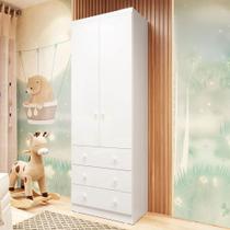 Guarda-Roupa de Bebê Smim New 2 Portas 3 Gavetas 100% Mdf Branco Brilho - Móveis Peroba Guarda-Roupa de Bebê Smim New 2 Portas 3 Gavetas 100% Mdf Branco Brilho - Móveis Peroba