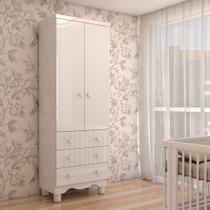 Guarda-Roupa de Bebê Sueño 2 Portas 3 Gavetas 100% Mdf Branco Brilho - Panorama Móveis Guarda-Roupa de Bebê Sueño 2 Portas 3 Gavetas 100% Mdf Branco Brilho - Panorama Móveis