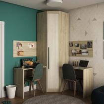 Guarda Roupa de Canto 1 Porta, 4 Prateleiras, 2 Escrivaninhas e 2 Painéis Master Luciane Móveis