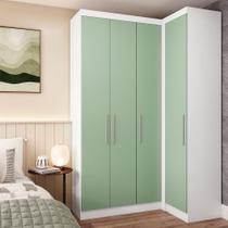Guarda Roupa De Canto 2 Peças 4 Portas Alpes Luciane Móveis Branco Pf/verde Pf