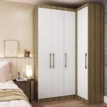 Guarda Roupa De Canto 2 Peças 4 Portas Paris Luciane Móveis Avelã Pf-branco Pf