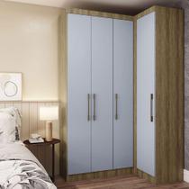 Guarda Roupa De Canto 2 Peças 4 Portas Paris Luciane Móveis Avelã Pf-grey Sky Pf