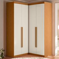 Guarda Roupa de Canto 4 Portas 4 Gavetas Tuim Yescasa Bege/Cinamomo/Off White Guarda Roupa de Canto 4 Portas 4 Gavetas Tuim Yescasa Bege/Cinamomo/Off White