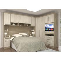 Guarda Roupa de Canto Casal 10 Portas com Cabeceira e Painel Giratório para TV Master Luciane Móveis Guarda Roupa de Canto Casal 10 Portas com Cabeceira e Painel Giratório para TV Master Luciane Móveis