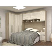 Guarda Roupa de Canto Casal 8 Portas Cabideiro Calceiro com Cabeceira Queen Master Luciane Móveis