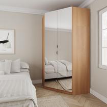 Guarda Roupa de Canto Closet com 6 Prateleiras e Portas de Espelho Hera CabeCasa MadeiraOriginals