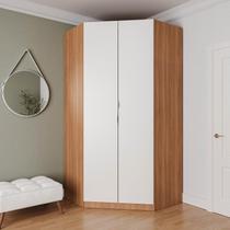 Guarda Roupa de Canto Closet Modular com 6 Prateleiras Hera CabeCasa MadeiraOriginals Louro/Branco Geada