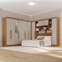Guarda-Roupa de Canto com Espelho Modulado 11 Portas 2 Gavetas Brasil Marrom/Cinamomo/Off-White Guarda-Roupa de Canto com Espelho Modulado 11 Portas 2 Gavetas Brasil Marrom/Cinamomo/Off-White