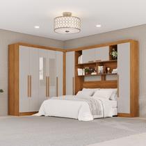 Guarda-Roupa de Canto com Espelho Modulado 9 Portas 2 Gavetas Argentina Bege/Cinamomo/Off-White Guarda-Roupa de Canto com Espelho Modulado 9 Portas 2 Gavetas Argentina Bege/Cinamomo/Off-White