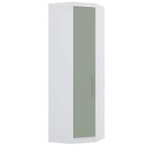 Guarda Roupa de Canto Diagonal Modulado 70cm 1 Porta Alpes Branco/Verde Luciane Móveis