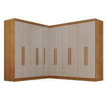 Guarda-Roupa de Canto Modulado 11 Portas 4 Gavetas Espanha Bege/Cinamomo/Off-White Guarda-Roupa de Canto Modulado 11 Portas 4 Gavetas Espanha Bege/Cinamomo/Off-White