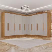 Guarda-Roupa de Canto Modulado 15 Portas 6 Gavetas Inglaterra Bege/Cinamomo/Off White Guarda-Roupa de Canto Modulado 15 Portas 6 Gavetas Inglaterra Bege/Cinamomo/Off White