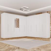 Guarda-Roupa de Canto Modulado com Espelho 15 Portas 6 Gavetas Inglaterra Branco Guarda-Roupa de Canto Modulado com Espelho 15 Portas 6 Gavetas Inglaterra Branco
