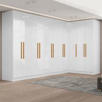 Guarda-Roupa de Canto Modulado com Puxadores em MDF Paris Branco
