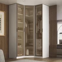 Guarda Roupa de Canto Obliquo 3 Portas Reflecta MDF Altezza Belmax Cor:Branco Guarda Roupa de Canto Obliquo 3 Portas Reflecta MDF Altezza Belmax Cor:Branco