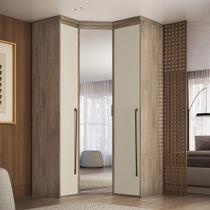 Guarda Roupa de Canto Obliquo Espelho 3 Portas MDF Lotus Belmax