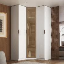 Guarda Roupa de Canto Obliquo Reflecta 3 Portas MDF Altezza Clean Belmax Cor:Branco Guarda Roupa de Canto Obliquo Reflecta 3 Portas MDF Altezza Clean Belmax Cor:Branco