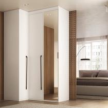 Guarda-Roupa de Canto Reto 3 Portas com Espelho 100% MDF Moldure Yescasa