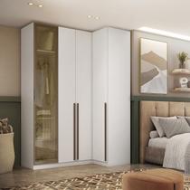 Guarda Roupa de Canto Reto 4 Portas 1 Reflecta Altezza Trend Belmax Cor:Branco Guarda Roupa de Canto Reto 4 Portas 1 Reflecta Altezza Trend Belmax Cor:Branco