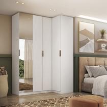 Guarda Roupa de Canto Reto 4 Portas Espelho Altezza Clean Belmax