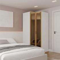 Guarda Roupa de Canto Reto Modular 95cm Porta Reflecta e Cabideiros Jade CabeCasa MadeiraOriginals