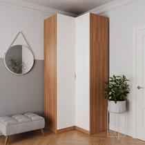 Guarda Roupa de Canto Reto Modular com 3 Prateleiras 2 Gavetas Hera CabeCasa MadeiraOriginals Louro/Branco Geada Guarda Roupa de Canto Reto Modular com 3 Prateleiras 2 Gavetas Hera CabeCasa MadeiraOriginals Louro/Branco Geada