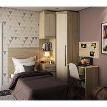 Guarda Roupa De Canto Solteiro 1 Gaveta C/ Cabeceira E Escri