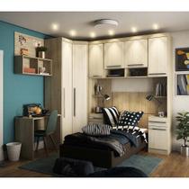 Guarda Roupa de Canto Solteiro 8 Portas 2 Gavetas com Cabeceira e Escrivaninha Master Luciane Móveis