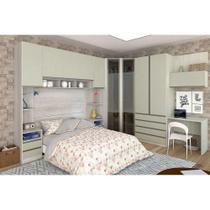 Guarda Roupa De Canto Vidro Reflecta Com Escrivaninha Crema