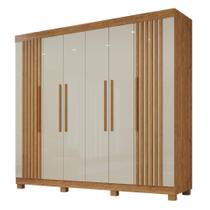 Guarda-Roupa de Casal 100% MDF 6 Portas 4 Gavetas Inglaterra Ripado - Tudo de Móveis