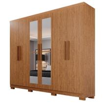 Guarda-Roupa de Casal 100% MDF 6 Portas 4 Gavetas Valencia Com Espelho - Tudo de Móveis