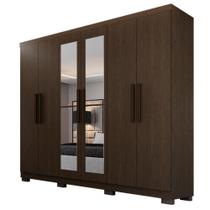 Guarda-Roupa de Casal 100% MDF 6 Portas 4 Gavetas Valencia Com Espelho - Tudo de Móveis