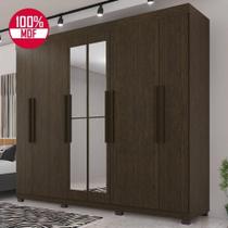 Guarda-roupa De Casal 100% Mdf 8 Portas 4 Gavetas Itália Com Espelho - Tudo De Móveis Cinamomo/off