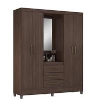 Guarda Roupa de Casal 4 Portas Diamante Café Touch c/ Espelho - Bela Móveis