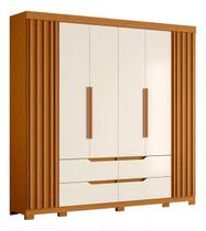 Guarda Roupa De Casal 6 Portas 4 Gavetas 240cm Doble Cinamomo/Off White - Albatroz Guarda Roupa De Casal 6 Portas 4 Gavetas 240cm Doble Cinamomo/Off White - Albatroz