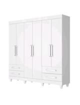 Guarda-Roupa De Casal 6 Portas 4 Gavetas 6 Prateleiras Nice Made Marcs Branco Acetinado