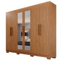 Guarda-Roupa de Casal 6 Portas 4 Gavetas Valencia Com Espelho Cinamomo