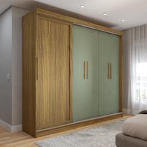 Guarda-Roupa de Casal Canadá 5 Portas 4 Gavetas Carvalho/Verde - Panorama Móveis