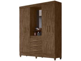 Guarda Roupa de Casal Capri 04 Portas e 03 Gavetas Castanho Wood - Moval