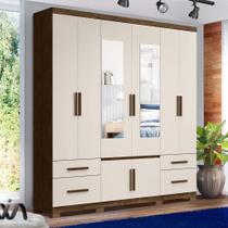 Guarda Roupa De Casal Castanho Wood Baunilha Porto Plus Moval 2,01M