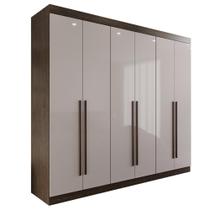 Guarda Roupa de Casal com 4 Gavetas e 6 Portas de Bater 100 MDF em Chapa de 15mm com 4 Cabideiros Pintura UV A 230 X L 219 X C 52 Cm Grécia
