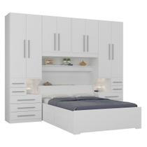 Guarda-roupa de Casal com Cama Bau Queen Size Embutida 1223 Branco