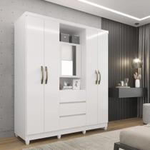 Guarda-Roupa De Casal Com Espelho 04 Portas E 03 Gavetas Capelinha Master Top Imop Cor Branco Neve Guarda-Roupa De Casal Com Espelho 04 Portas E 03 Gavetas Capelinha Master Top Imop Cor Branco Neve