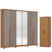 Guarda Roupa de Casal com Espelho 06 Portas 06 Gavetas Napoli B308 Cinamomo Avelã com Armário Multiuso Margarida Cinamomo - Henn Guarda Roupa de Casal com Espelho 06 Portas 06 Gavetas Napoli B308 Cinamomo Avelã com Armário Multiuso Margarida Cinamomo - Henn