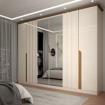 Guarda Roupa de Casal com Espelho 6 Portas 6 Gavetas Monumental Off White/Nature - Panorama Móveis Guarda Roupa de Casal com Espelho 6 Portas 6 Gavetas Monumental Off White/Nature - Panorama Móveis