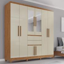 Guarda-Roupa de Casal Giga Top 8 Portas 2 Gavetas Com Espelho