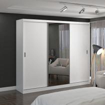 Guarda Roupa De Casal Grand Marzano 3 Portas 2 Gavetas Branco Com Espelho - Moville - Foscarini